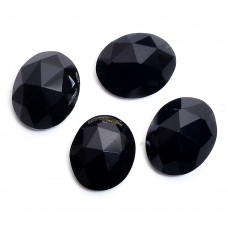 Black onyx 10x14 mm oval rose cut flat back wt. 4.8ct  gemstone 